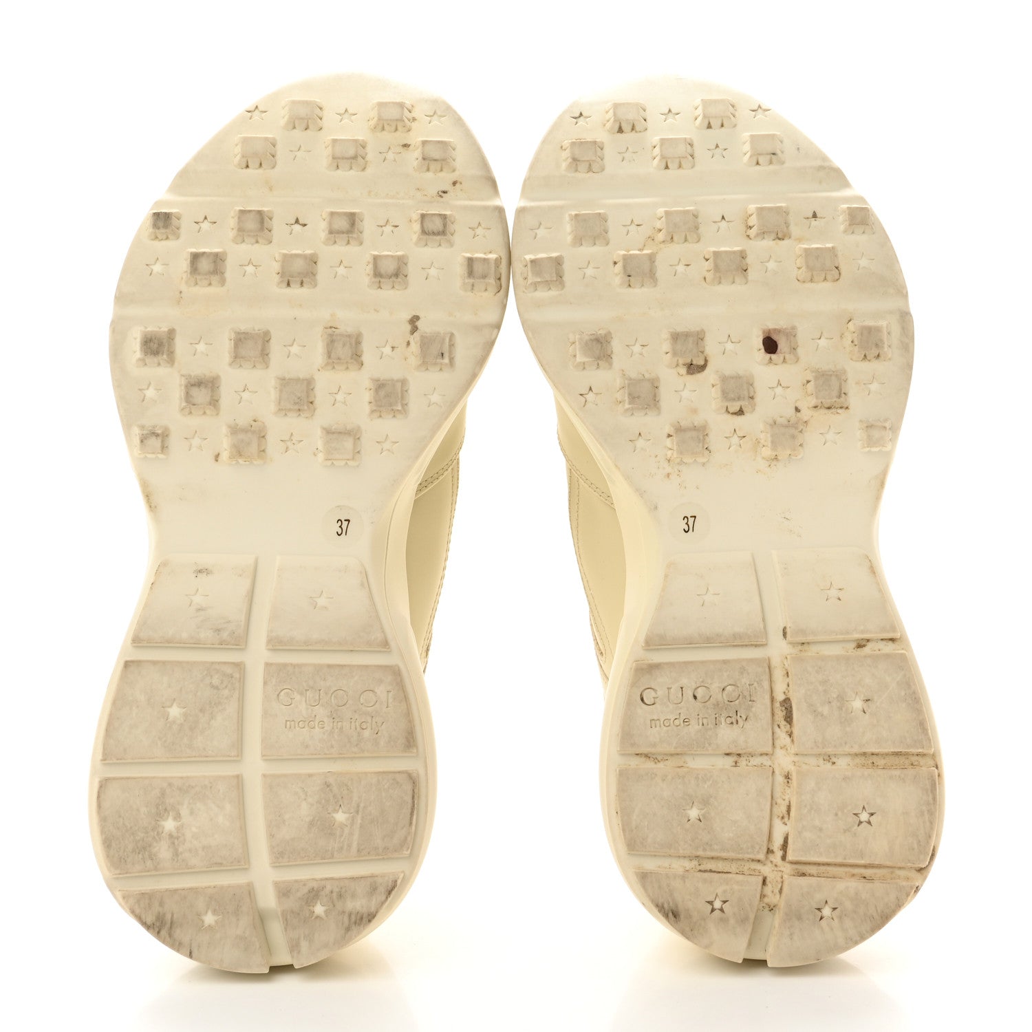 Gucci Calfskin Logo Womens Rhyton Sneakers 37 Ivory 3 of 8