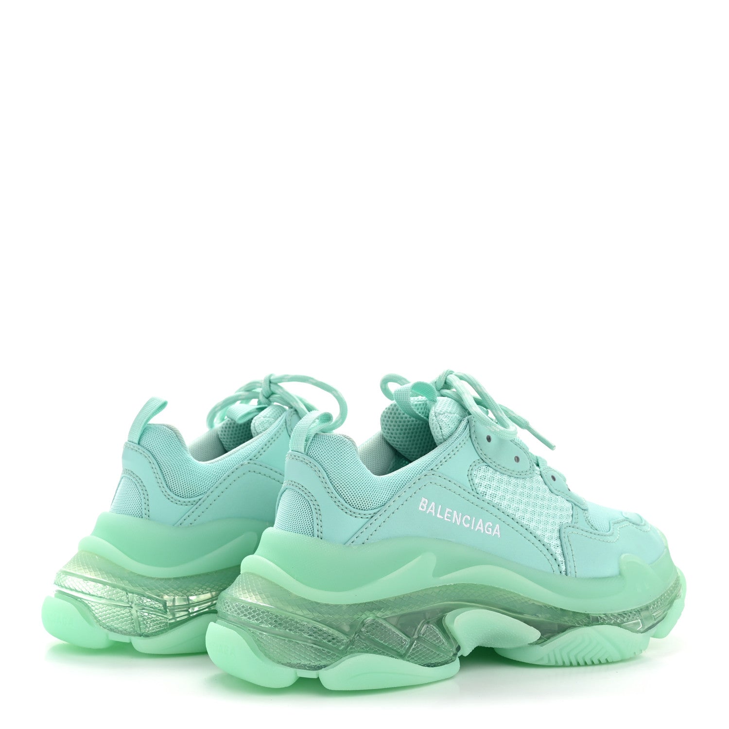 Balenciaga Fabric Mesh Clear Sole Womens Triple S Sneakers 38 Mint 5 of 9