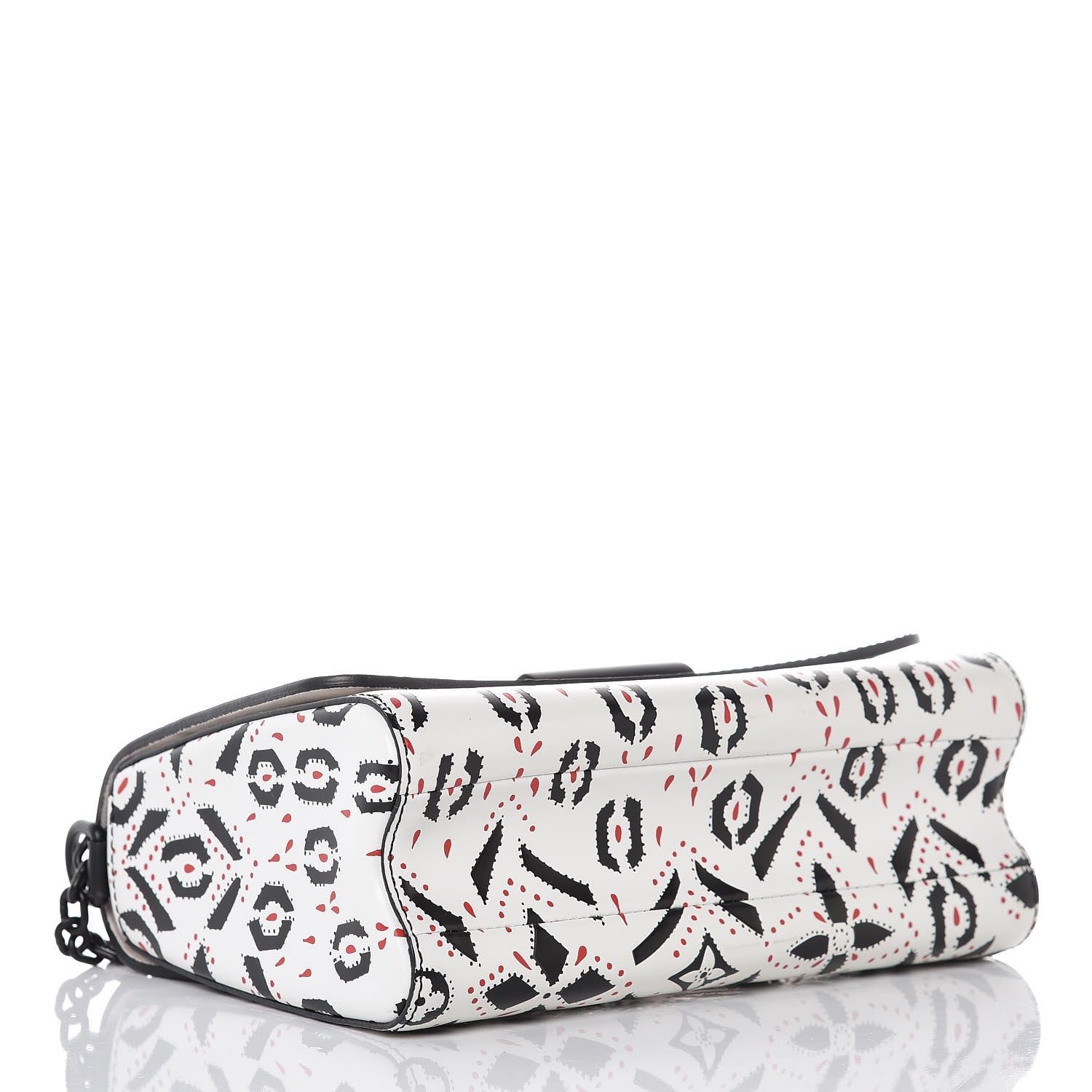 Louis Vuitton Calfskin Graphic Print Twist Shoulder Bag MM White Black 4 of 14
