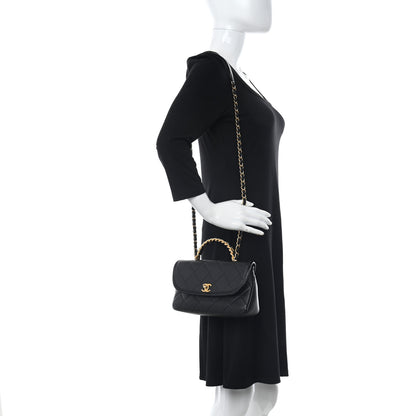 Chanel Lambskin Quilted Small La Parisienne Top Handle Flap Black 2 of 10