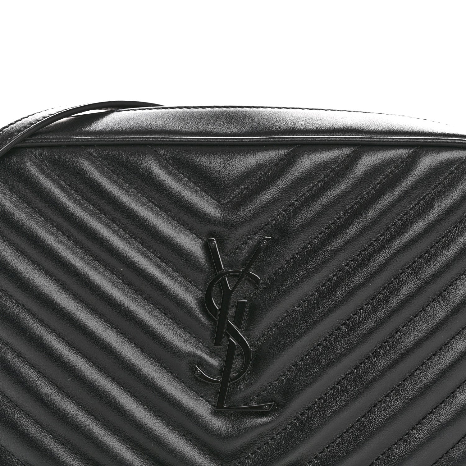 Saint Laurent Calfskin Matelasse Monogram Monochrome Lou Camera Bag Black 8 of 10