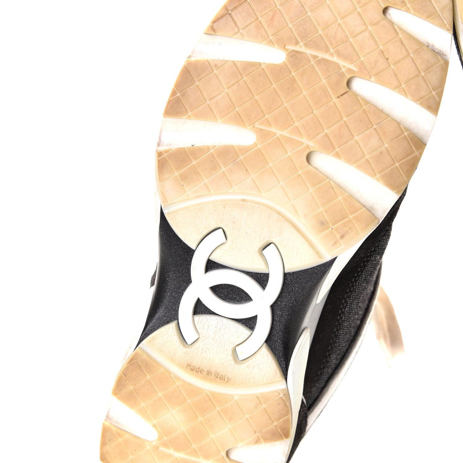 Chanel Suede Calfskin CC Sneakers 37 Dark Grey White Silver 8 of 10