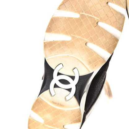 Chanel Suede Calfskin CC Sneakers 37 Dark Grey White Silver 8 of 10