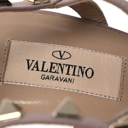 Valentino Garavani Pebbled Calfskin Rockstud Ankle Strap 100mm Pumps 37.5 Poudre 8 of 11