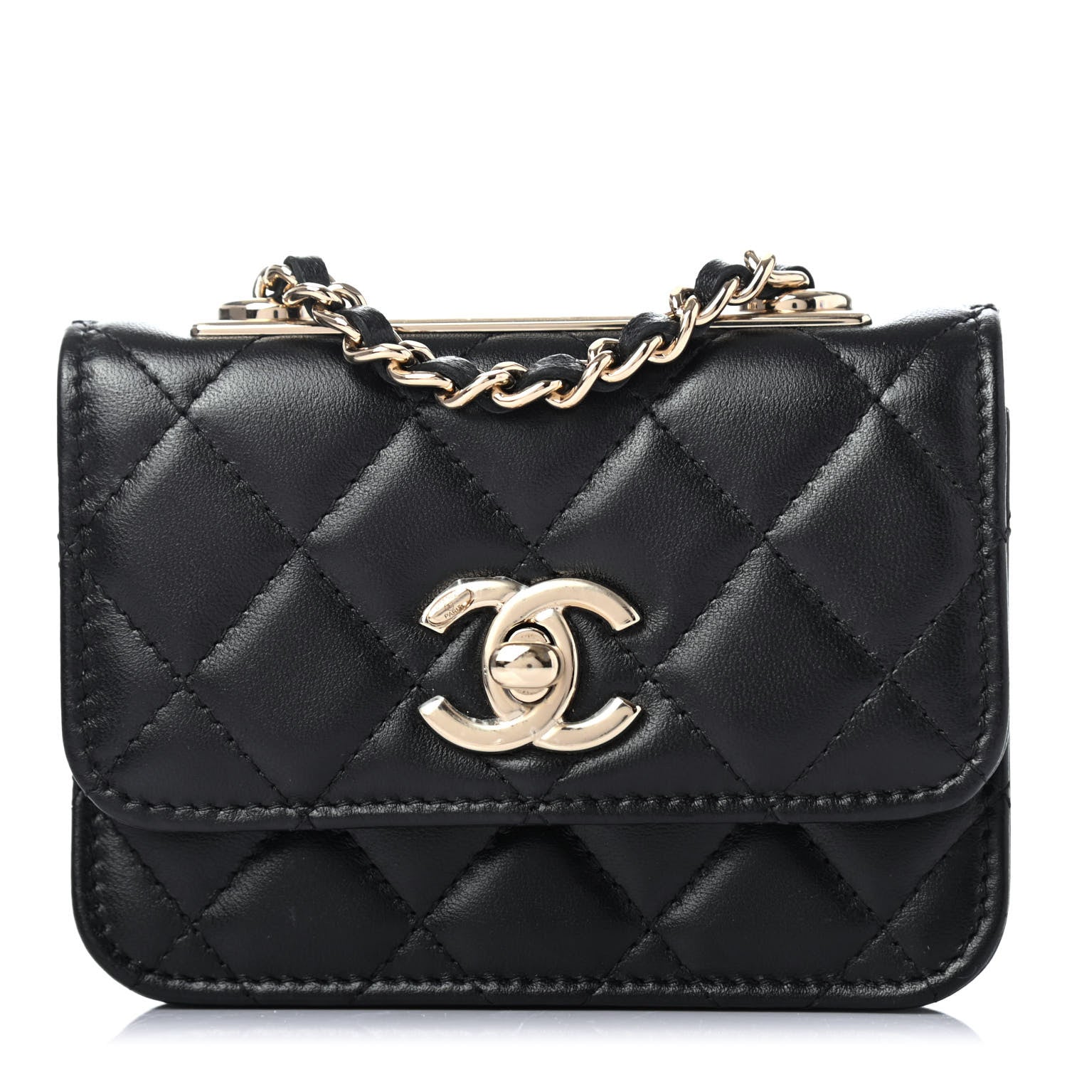 Chanel Lambskin Quilted Trendy CC Card Holder On Chain Black 1 of 4