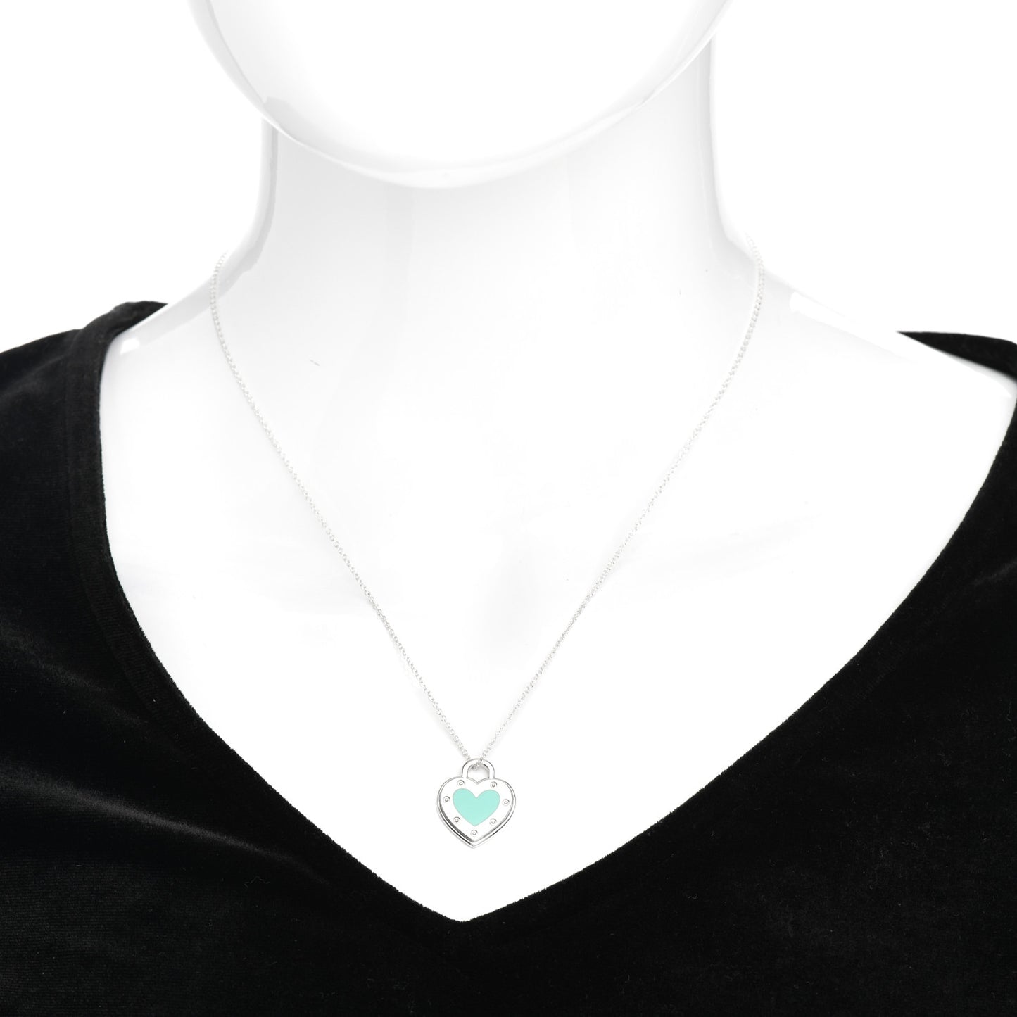 Sterling Silver Enamel Return to Tiffany Love Heart Necklace Blue