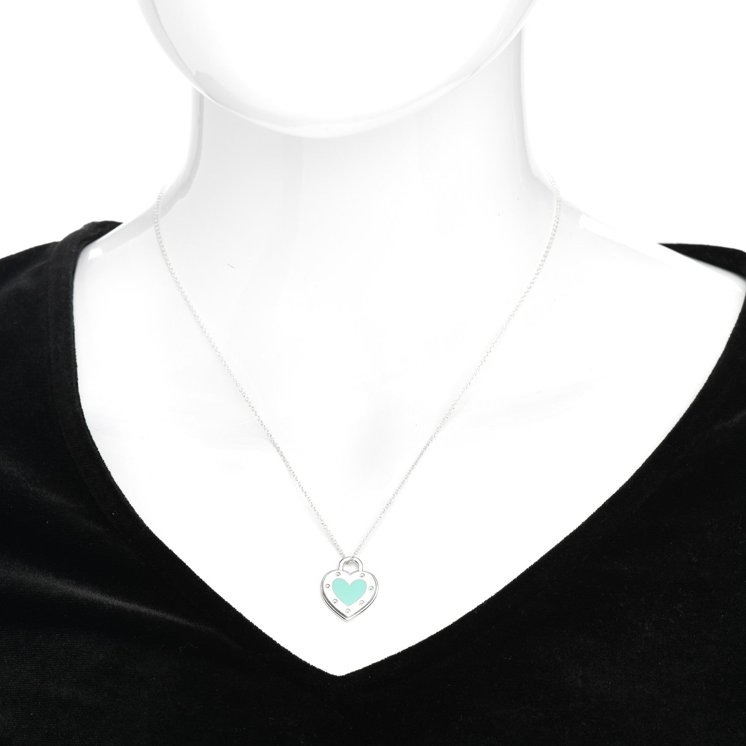 Tiffany Sterling Silver Enamel Return to Tiffany Love Heart Necklace Blue 2 of 4