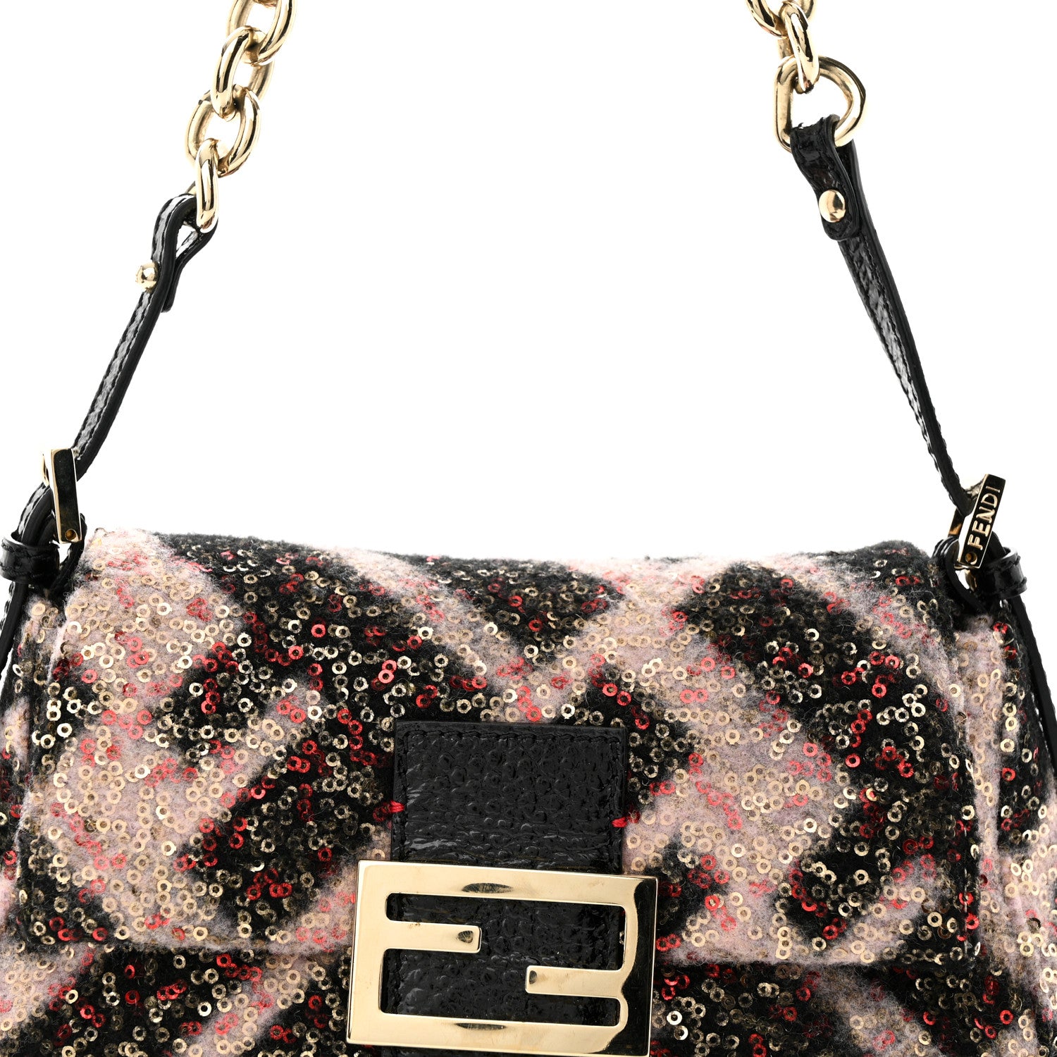 Fendi Wool Sequin Macro FF Diagonal Mini Mama Baguette 8 of 10