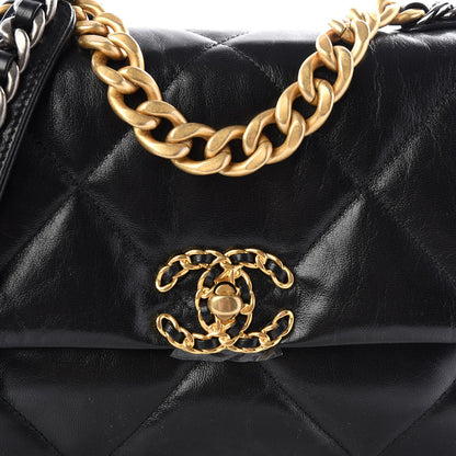 Chanel Goatskin Quilted Medium 19 Flap Black 11 of 12