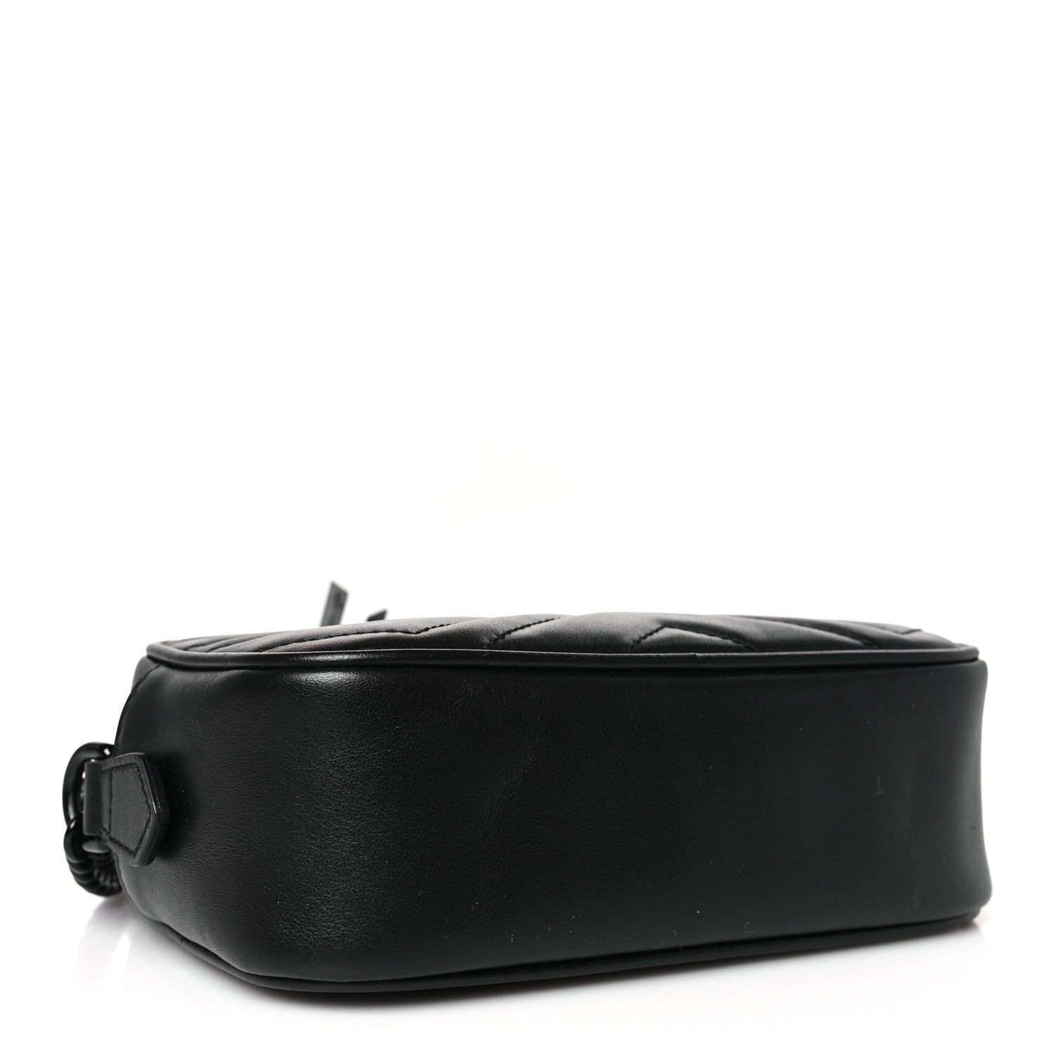 Gucci Calfskin Matelasse Monochrome Mini GG Marmont Chain Shoulder Bag Black 4 of 8