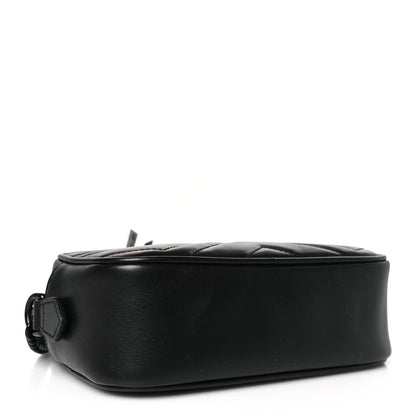 Gucci Calfskin Matelasse Monochrome Mini GG Marmont Chain Shoulder Bag Black 4 of 8