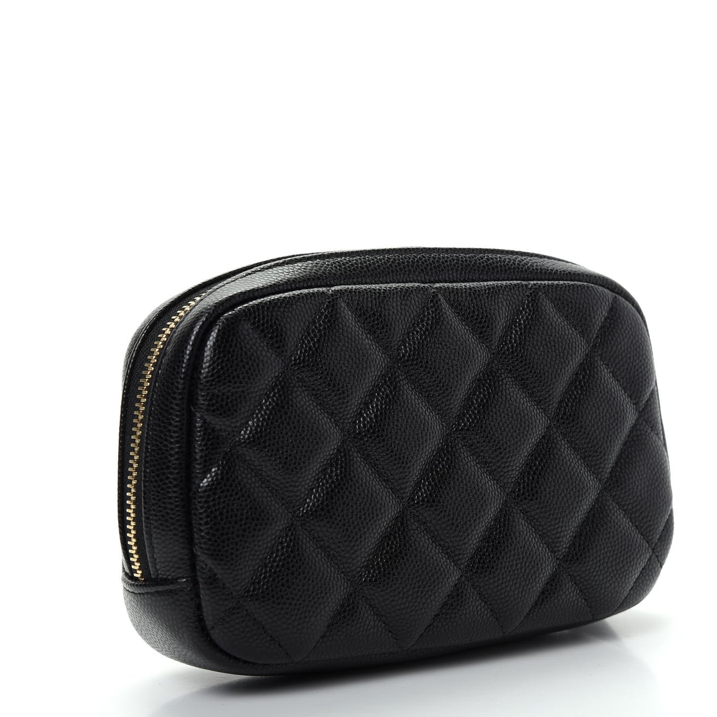 Caviar Quilted Small Curvy Pouch Cosmetic Case Black
