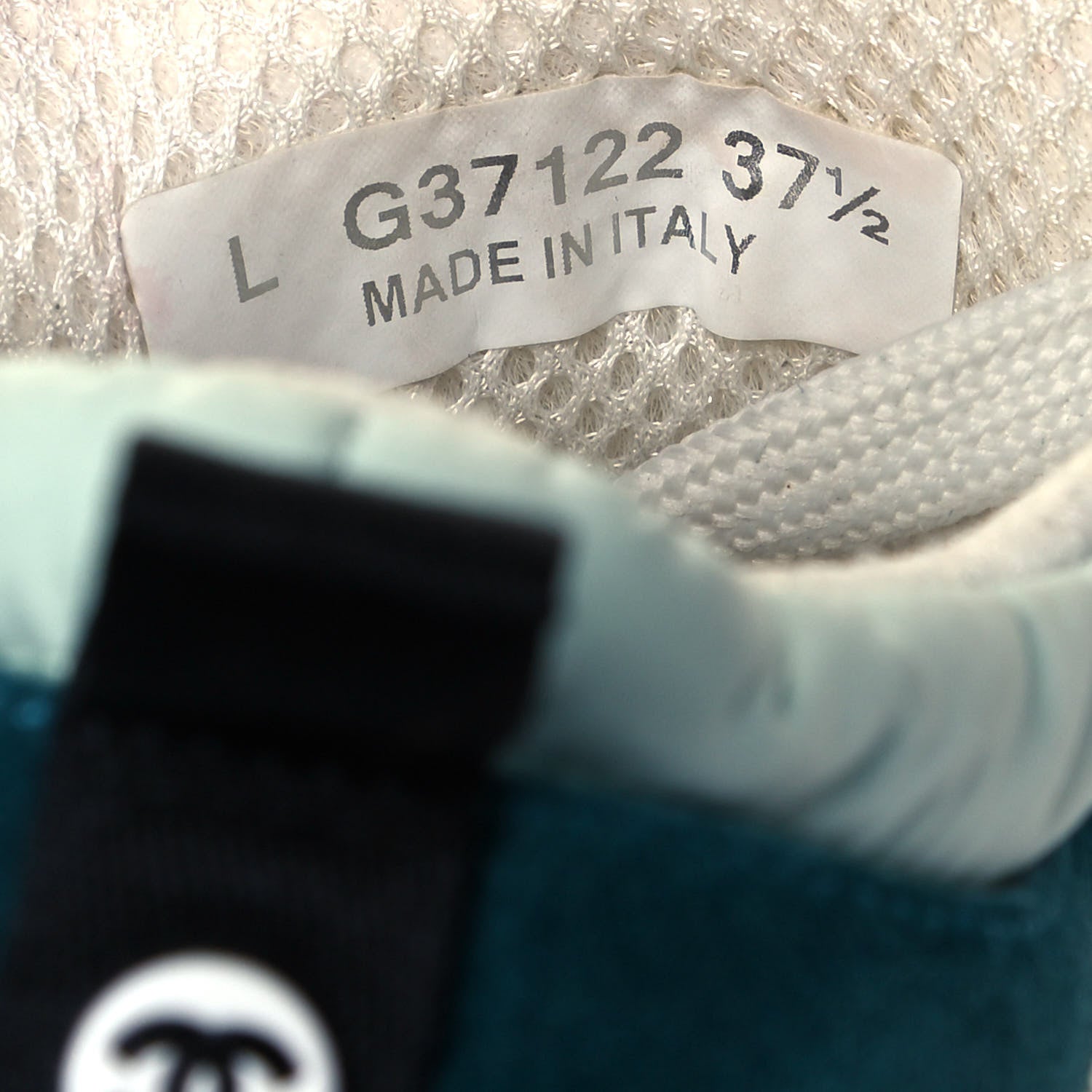 Chanel Nylon Suede Calfskin CC Sneakers 37.5 Green Light Green 7 of 7