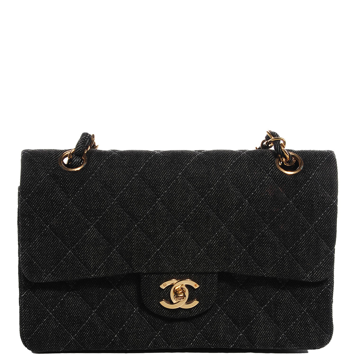 Chanel Denim Quilted Small Double Flap Bag Black 1 of 9
