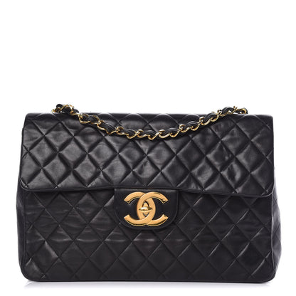 Chanel Lambskin Quilted XL Jumbo Single Flap Black 1 of 13
