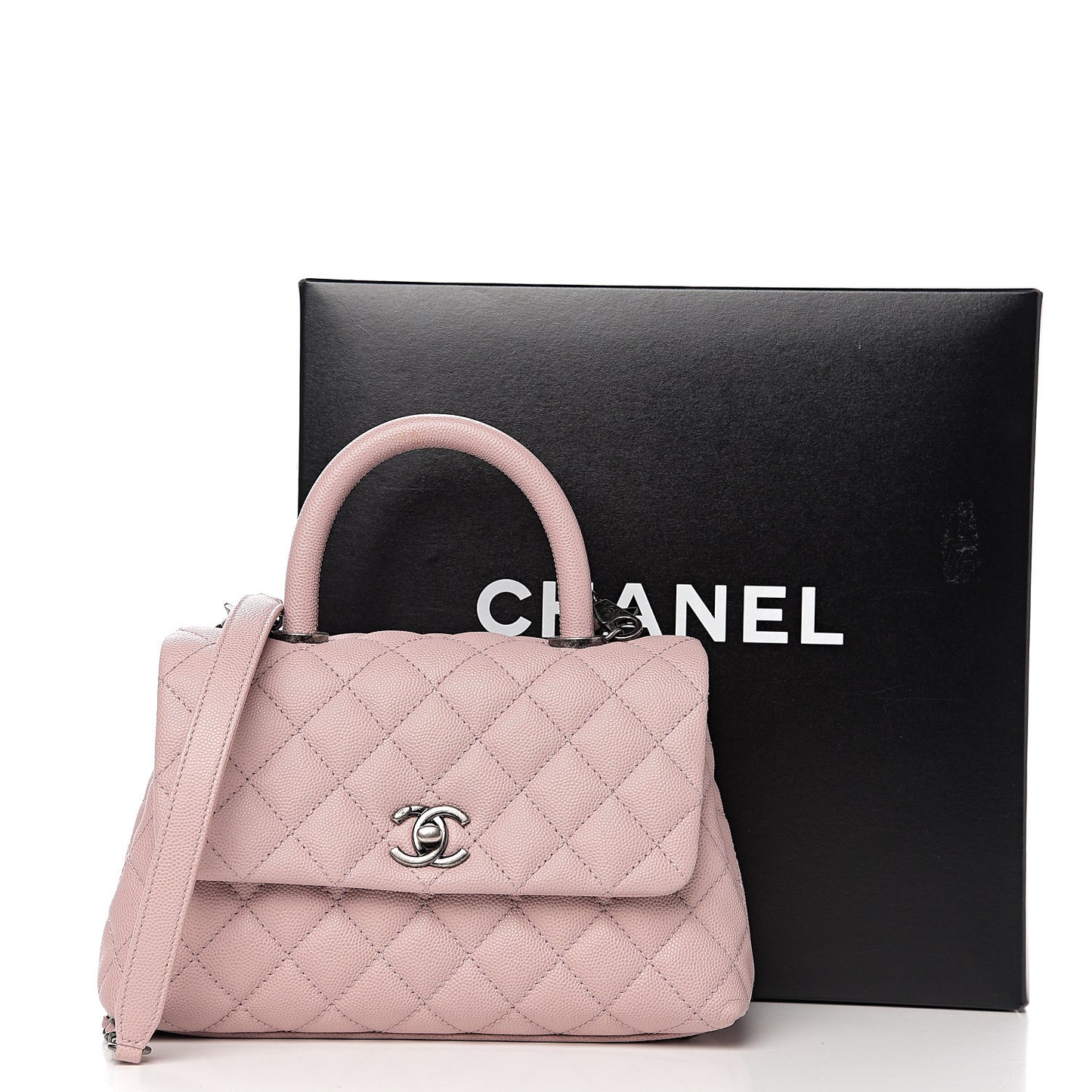 Caviar Quilted Mini Coco Handle Flap Pink