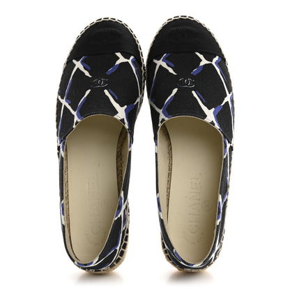 Chanel Printed Canvas Grosgrain Espadrilles 36 Blue Black 2 of 10
