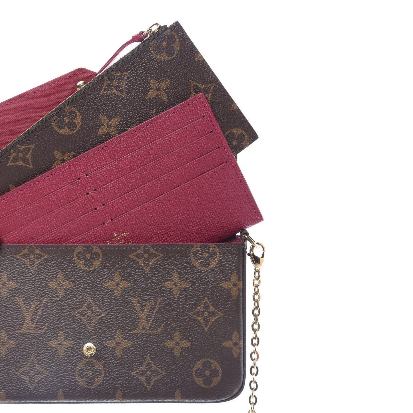 Monogram Pochette Felicie Chain Wallet Fuchsia