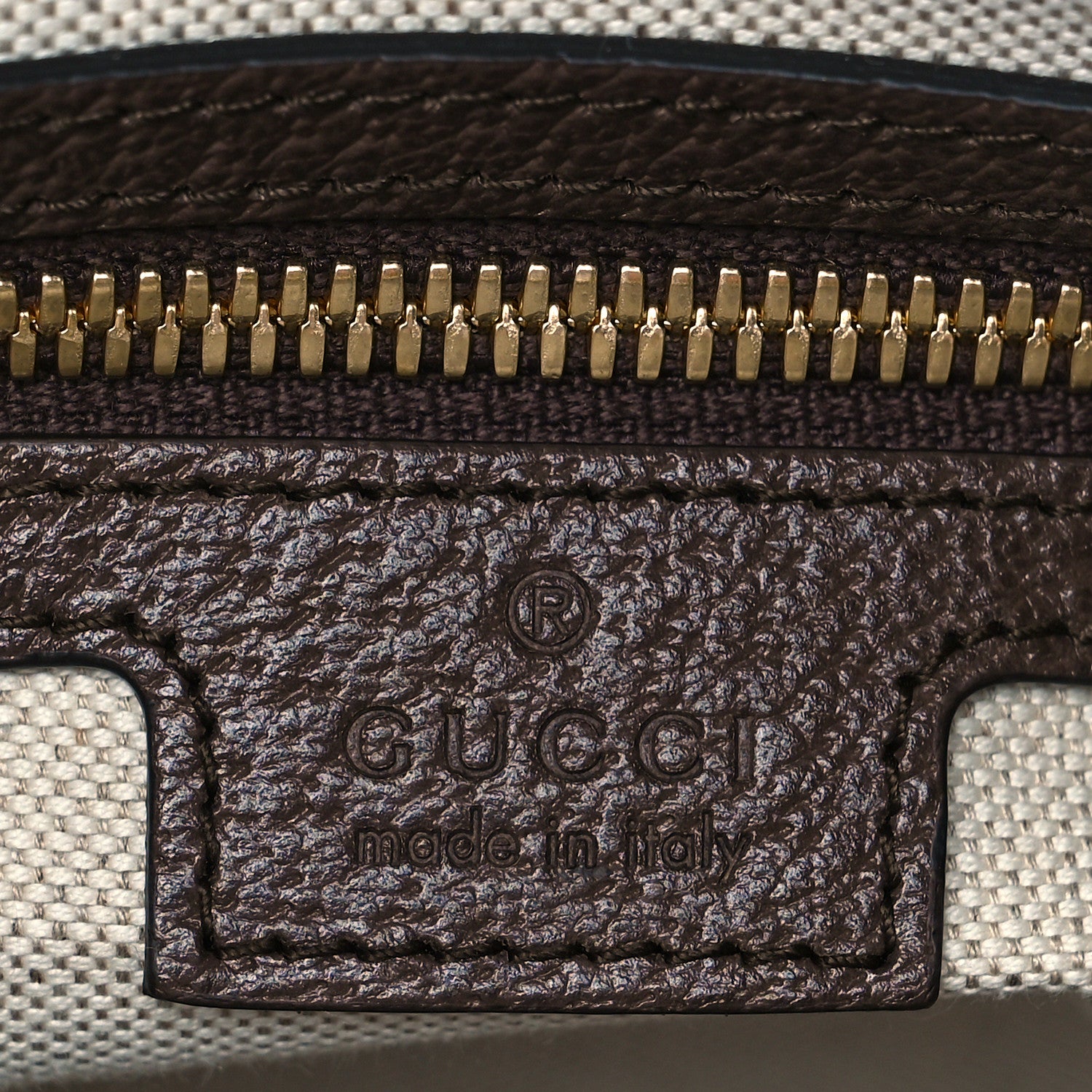 Gucci Monogram Jumbo GG Textured Dollar Calfskin Web Wristlet Messenger Bag Camel Ebony New Acero 6 of 8