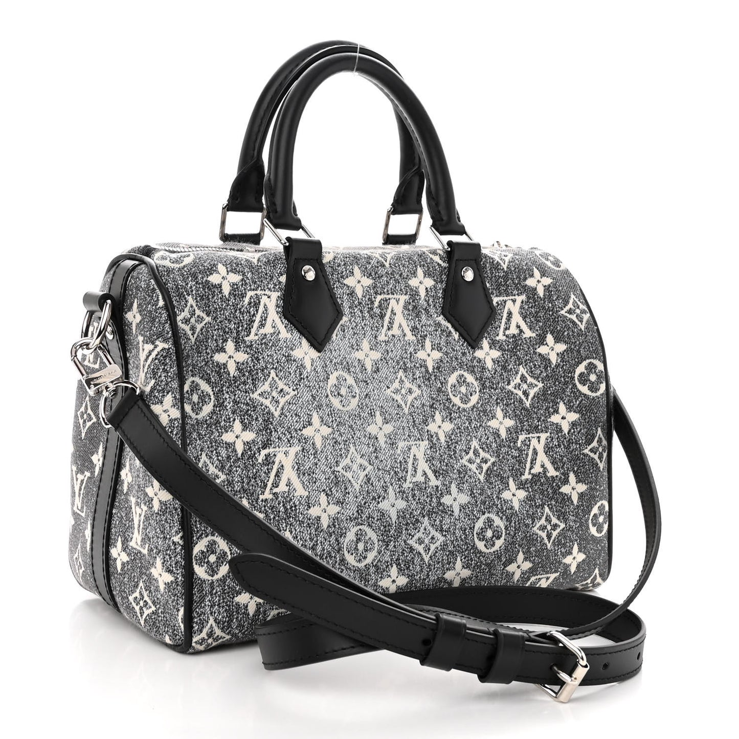 Denim Monogram Jacquard Speedy Bandouliere 25 Black