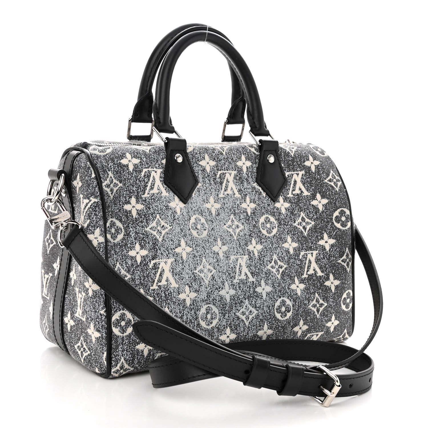 Louis Vuitton Denim Monogram Jacquard Speedy Bandouliere 25 Black 3 of 10