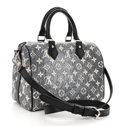 Louis Vuitton Denim Monogram Jacquard Speedy Bandouliere 25 Black 3 of 10