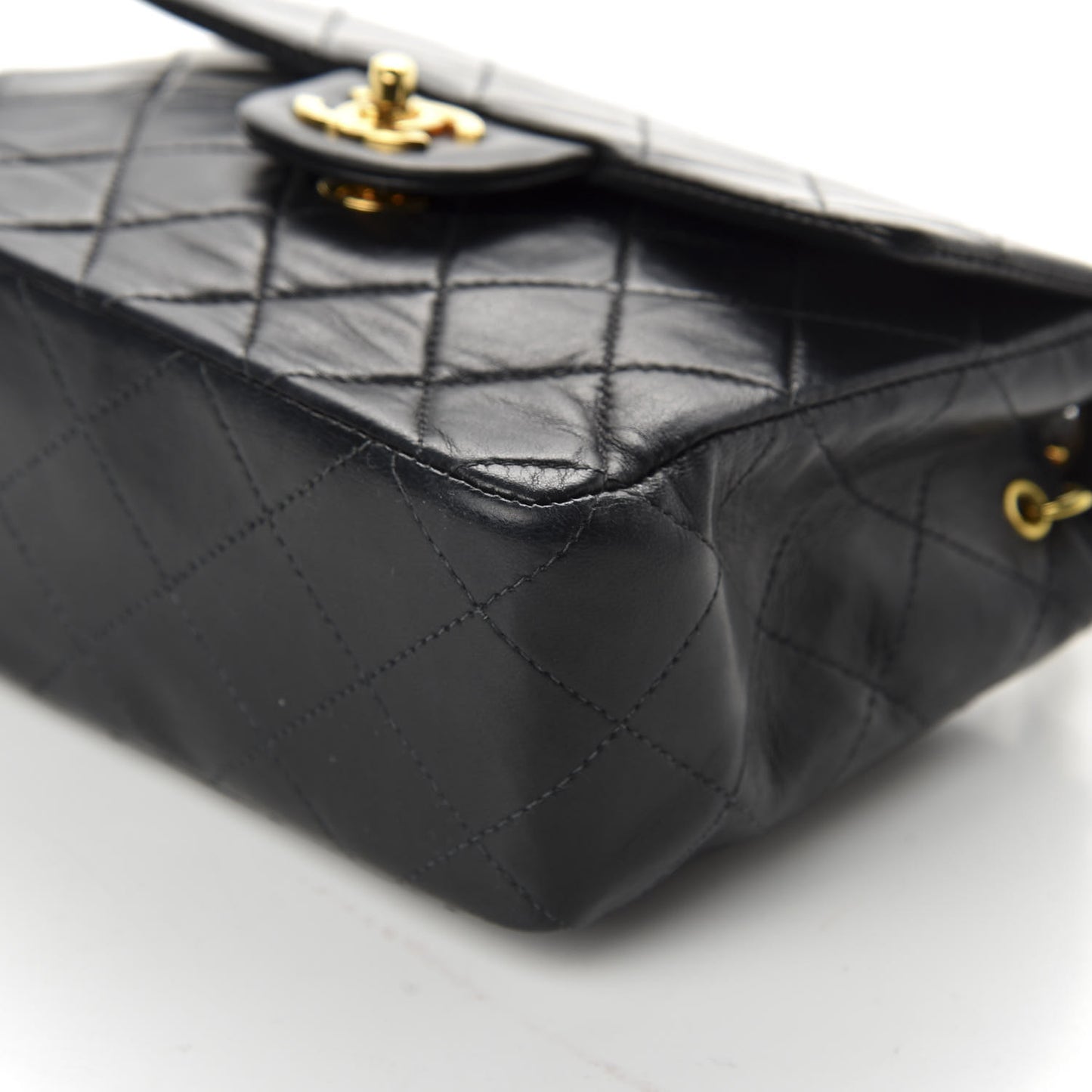 Lambskin Quilted Mini Square Flap Black