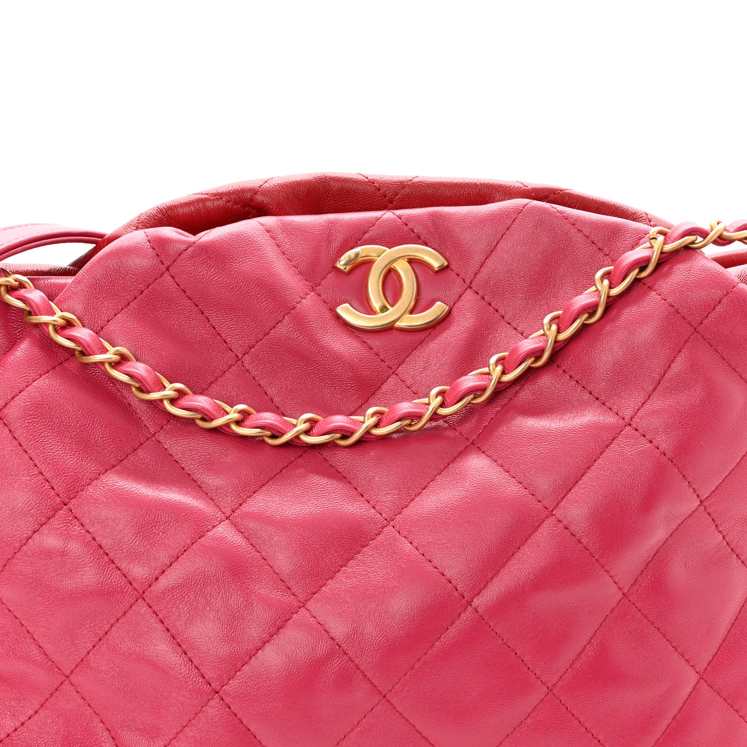Chanel Calfskin Quilted Coco Shelter Bowling Bag Dark Pink Red 6 of 9