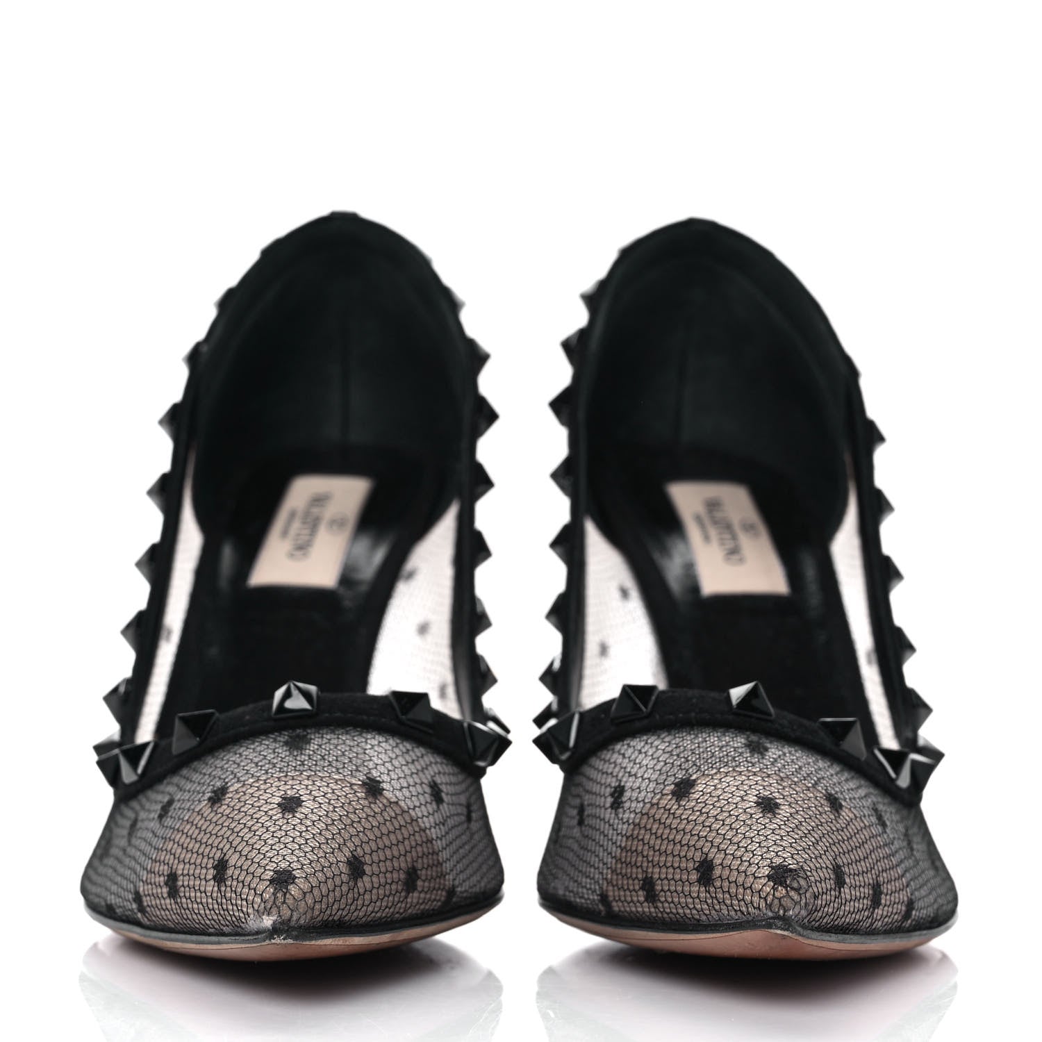 Valentino Garavani Mesh Point d'Esprit Calfskin Rockstud 85mm Pumps 39 Black 2 of 8