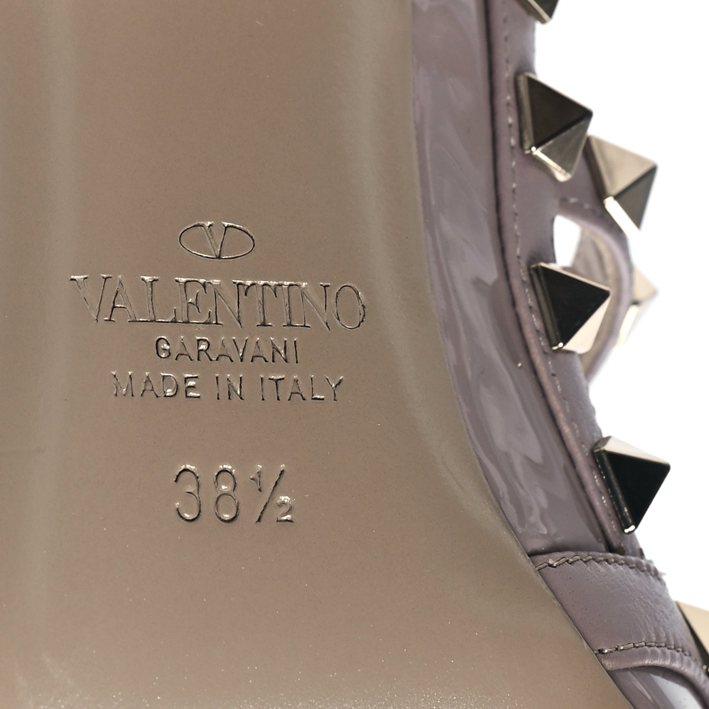Patent Nappa Rockstud Ankle Strap 100mm Pumps 38.5 Poudre