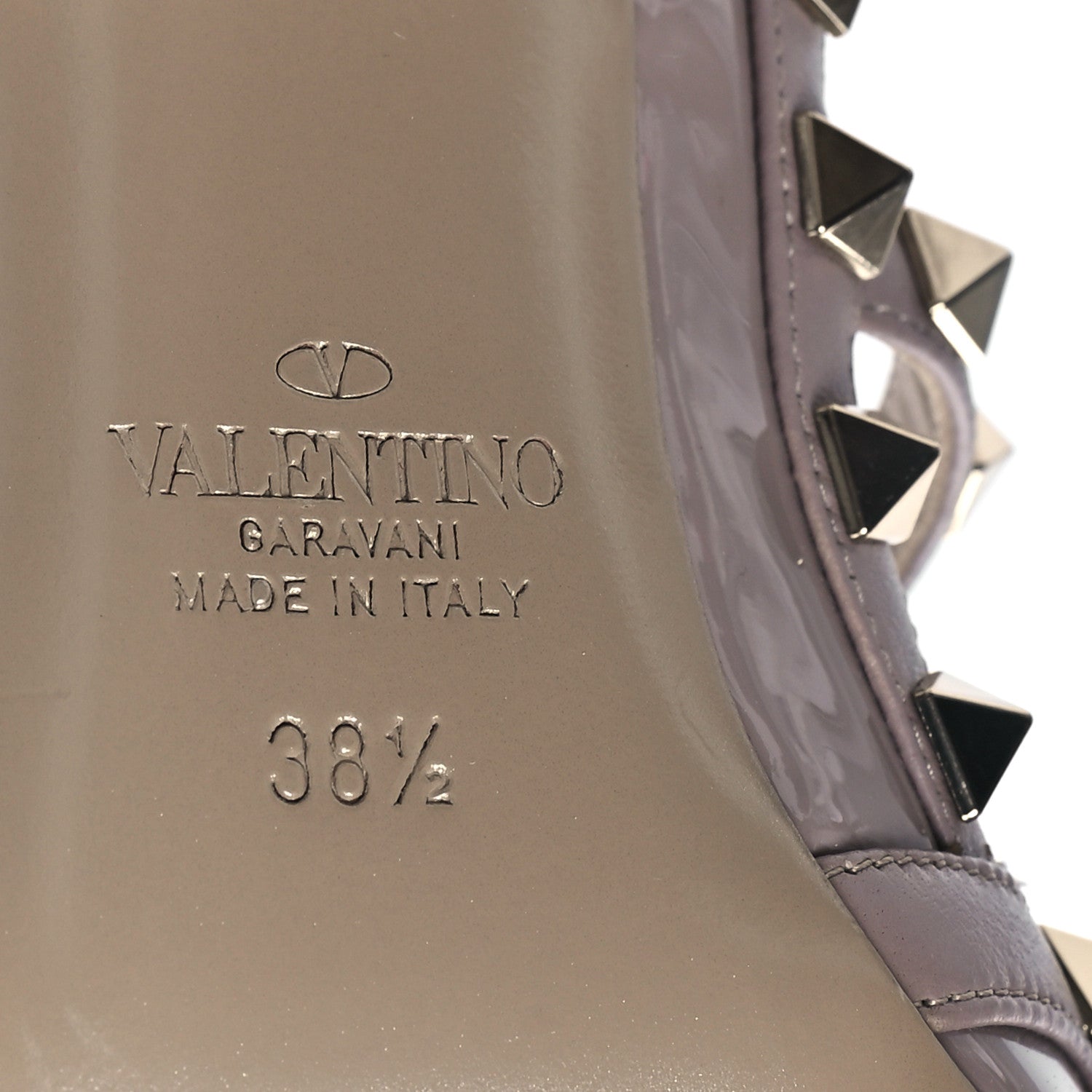 Valentino Garavani Patent Nappa Rockstud Ankle Strap 100mm Pumps 38.5 Poudre 6 of 8