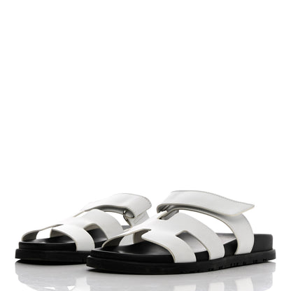 Hermes Calfskin Womens Chypre Sandals 38 White 3 of 14