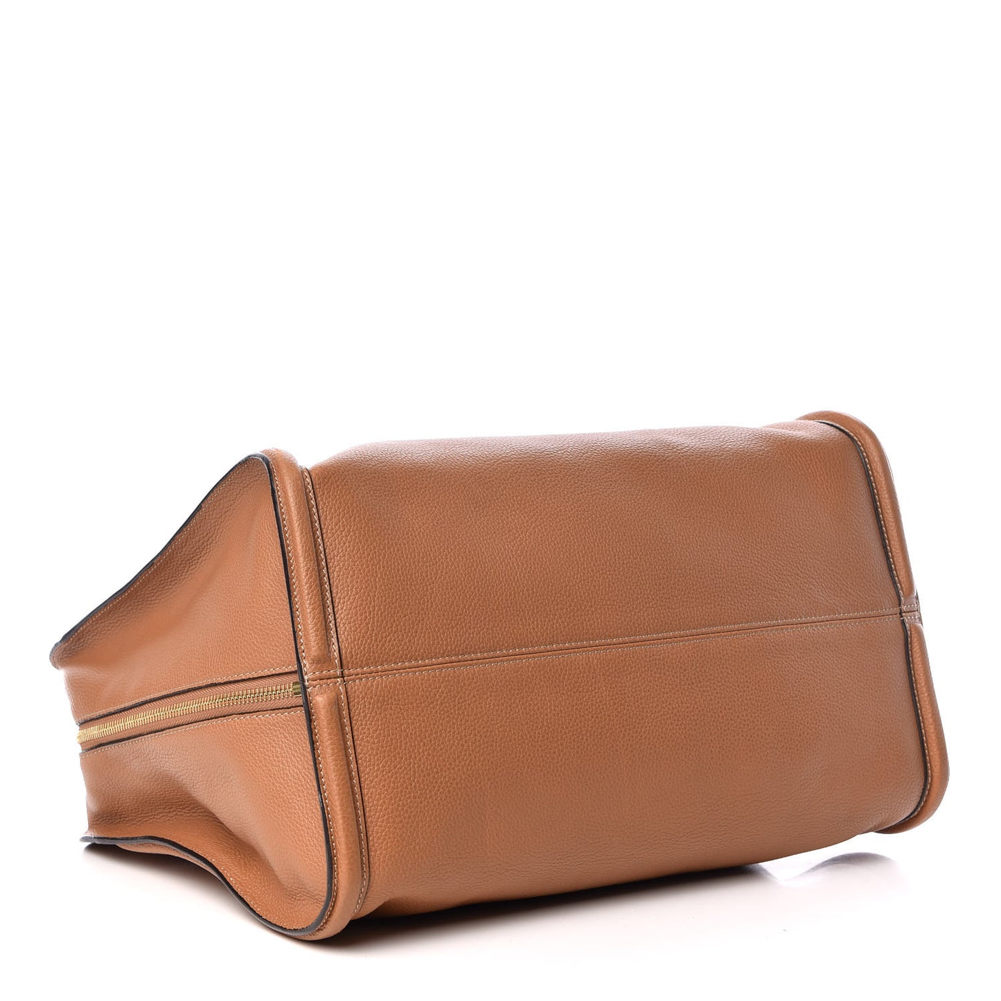 Pebbled Calfskin Large Skull Padlock Zip Around Tote Camel