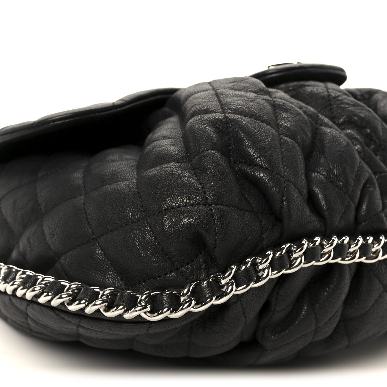 Chanel Washed Lambskin Quilted Large Chain Around Messenger Black 9 of 11