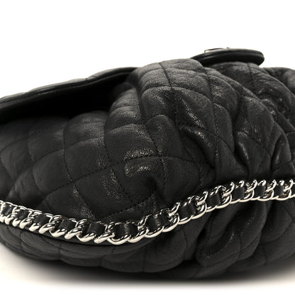 Chanel Washed Lambskin Quilted Large Chain Around Messenger Black 9 of 11