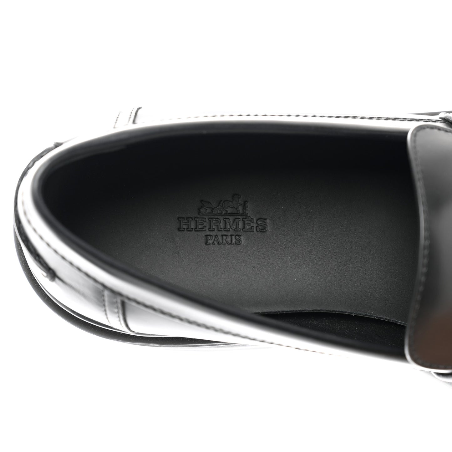 Glazed Calfskin Womens Gentle Loafers 38.5 Black