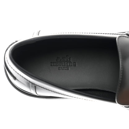 Hermes Glazed Calfskin Womens Gentle Loafers 38.5 Black 8 of 8