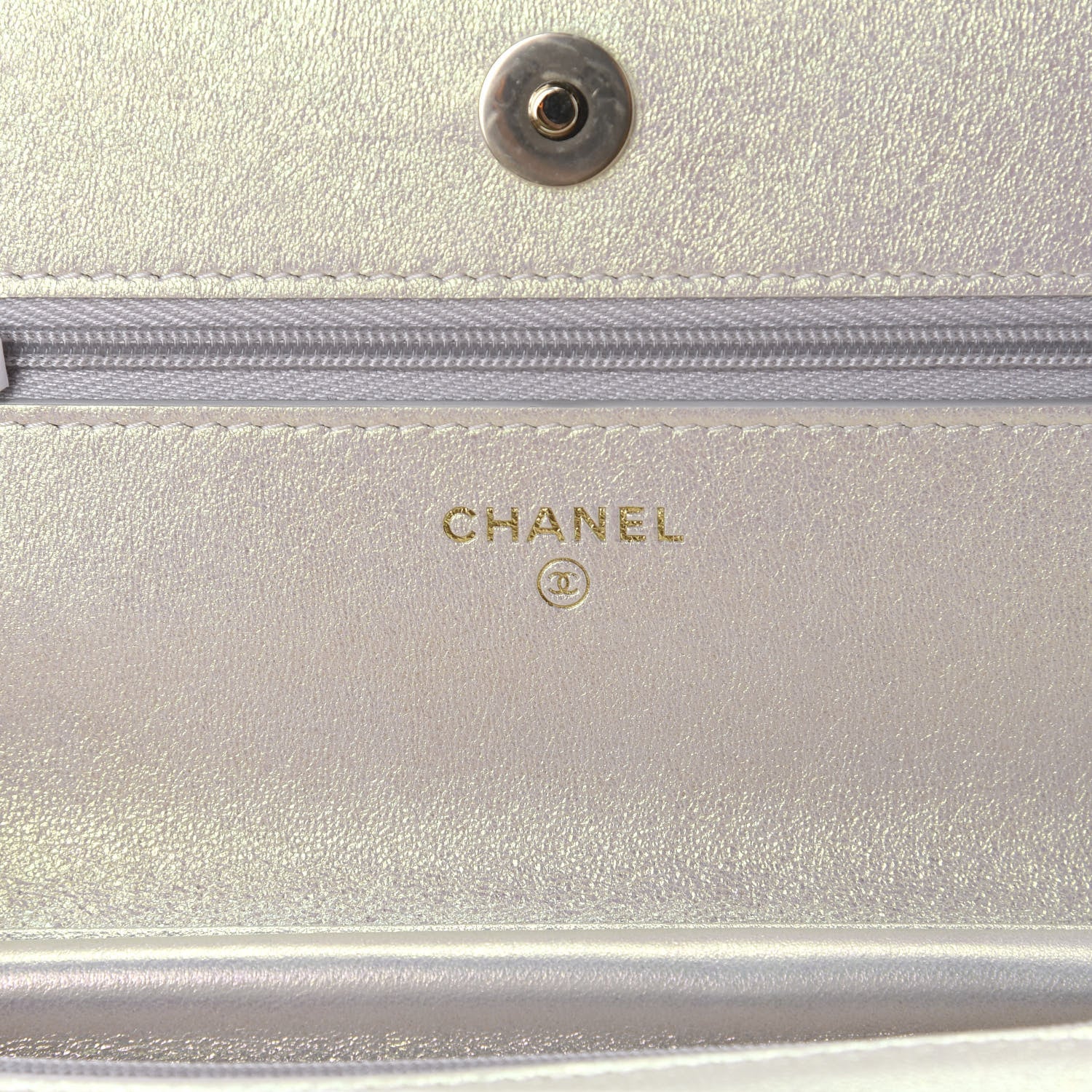 Chanel Iridescent Lambskin Quilted Wallet On Chain WOC Ivory 8 of 12