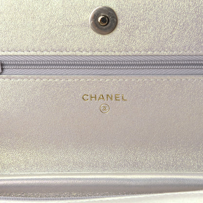 Chanel Iridescent Lambskin Quilted Wallet On Chain WOC Ivory 8 of 12