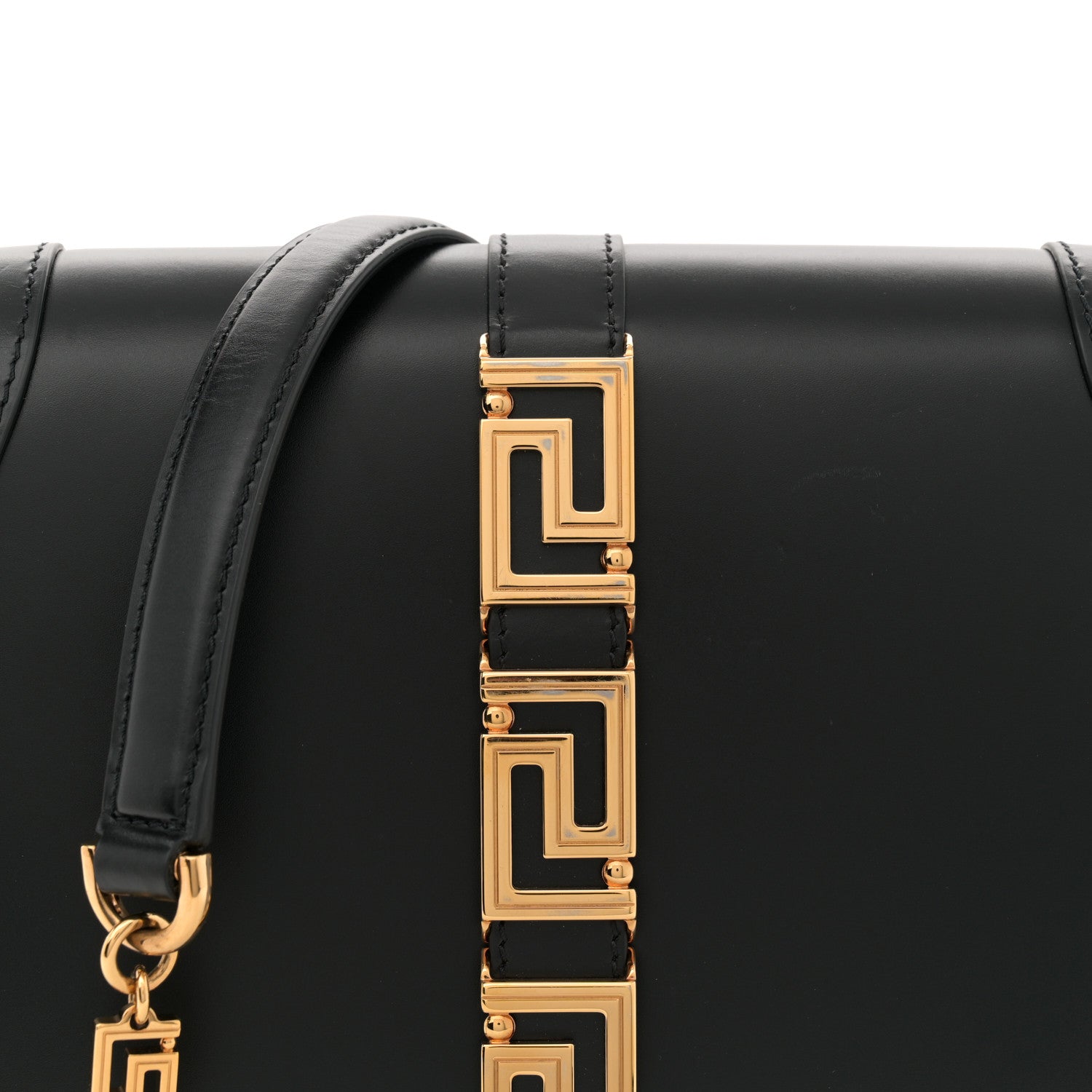 Versace Calfskin Large Greca Goddess Shoulder Bag Black 6 of 12