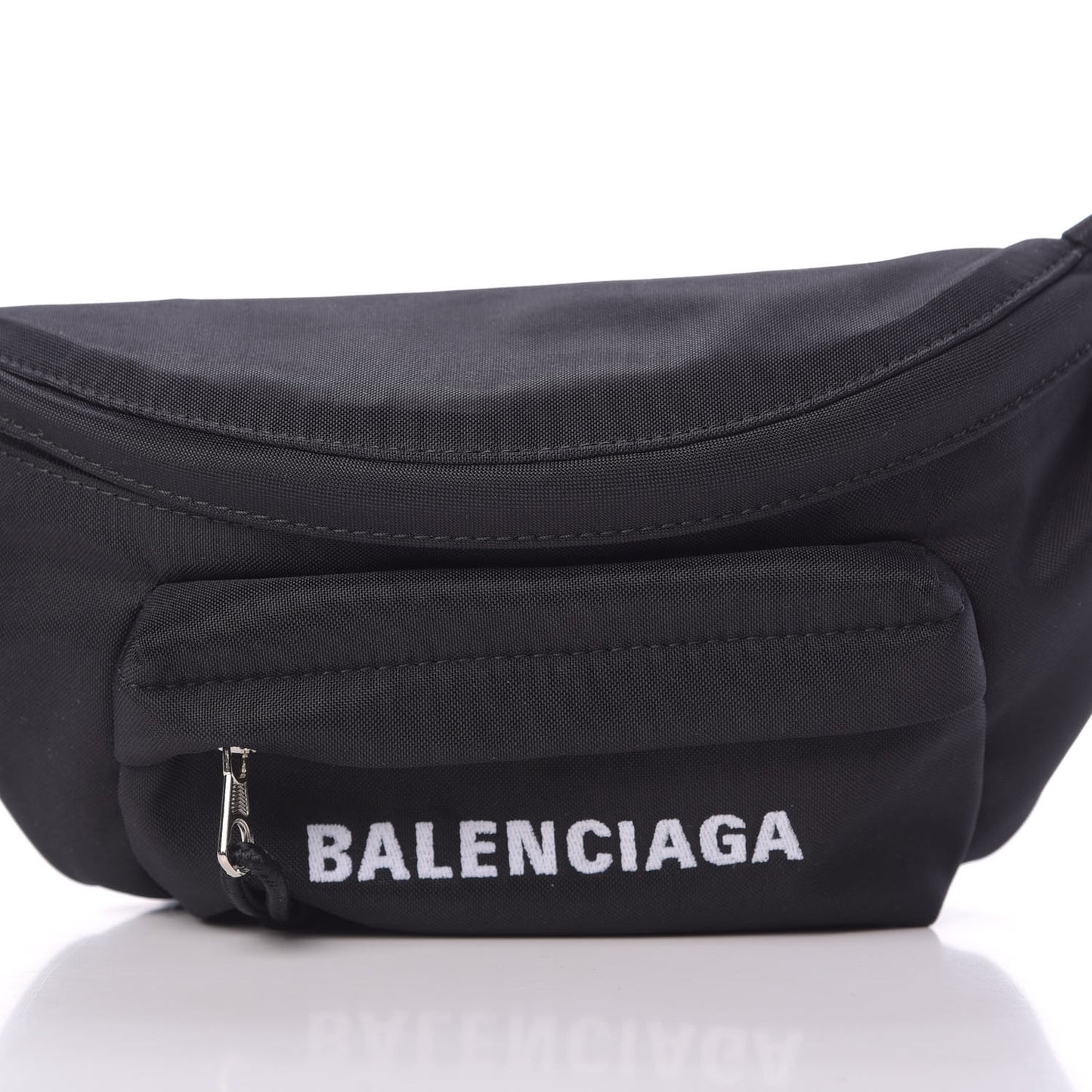 Sport Nylon Logo Embroidered Wheel Belt Bag Black White