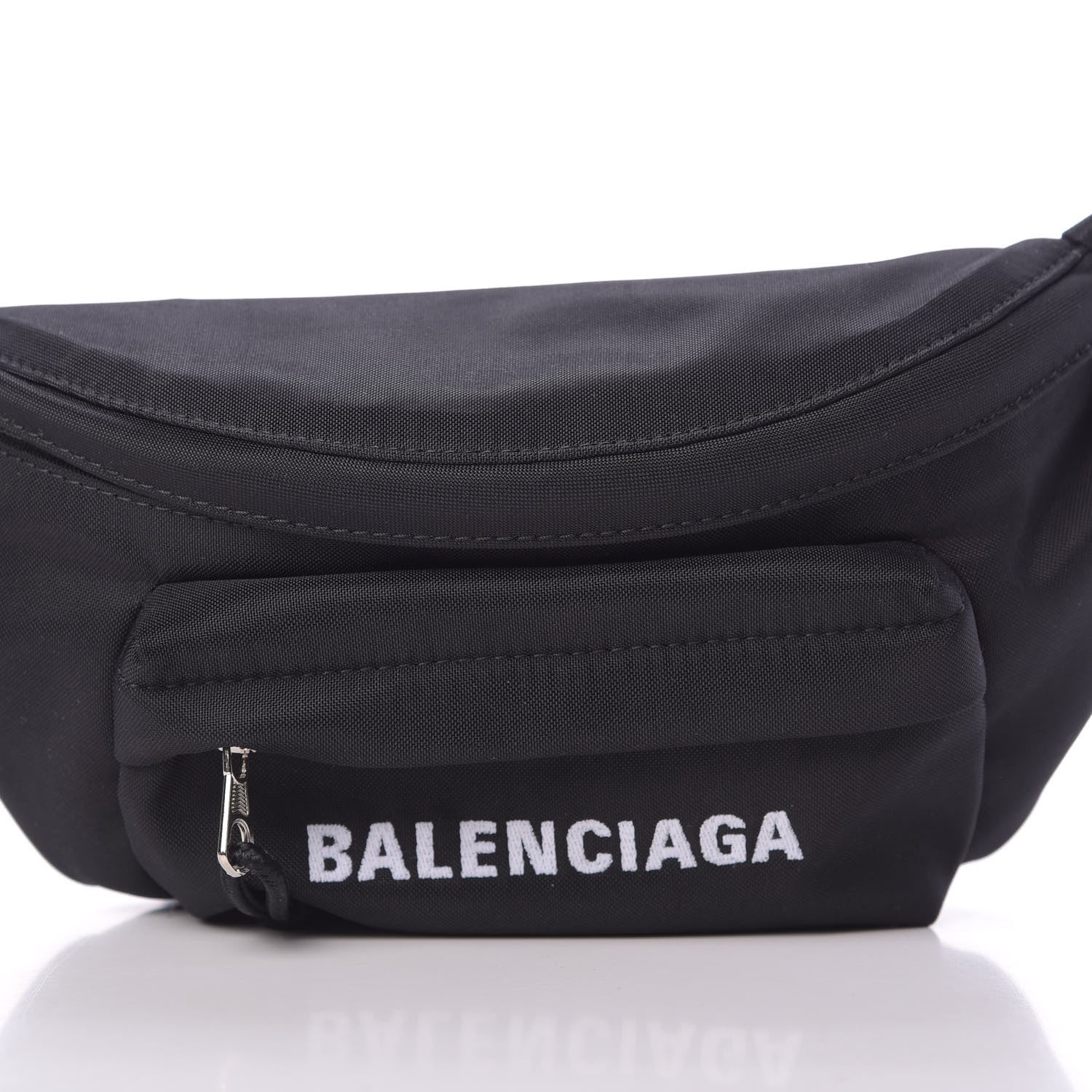 Balenciaga Sport Nylon Logo Embroidered Wheel Belt Bag Black White 8 of 10