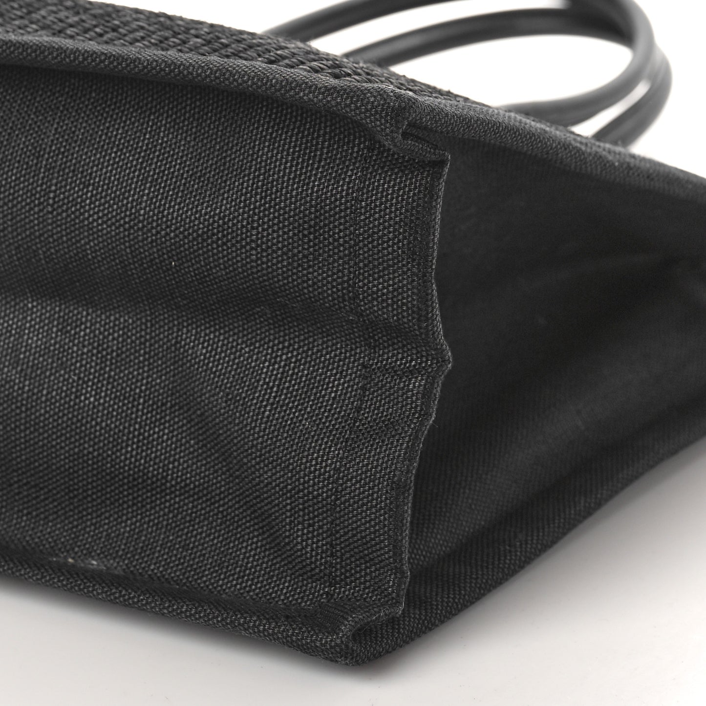 Raffia Linen Calfskin Rive Gauche Tote Black
