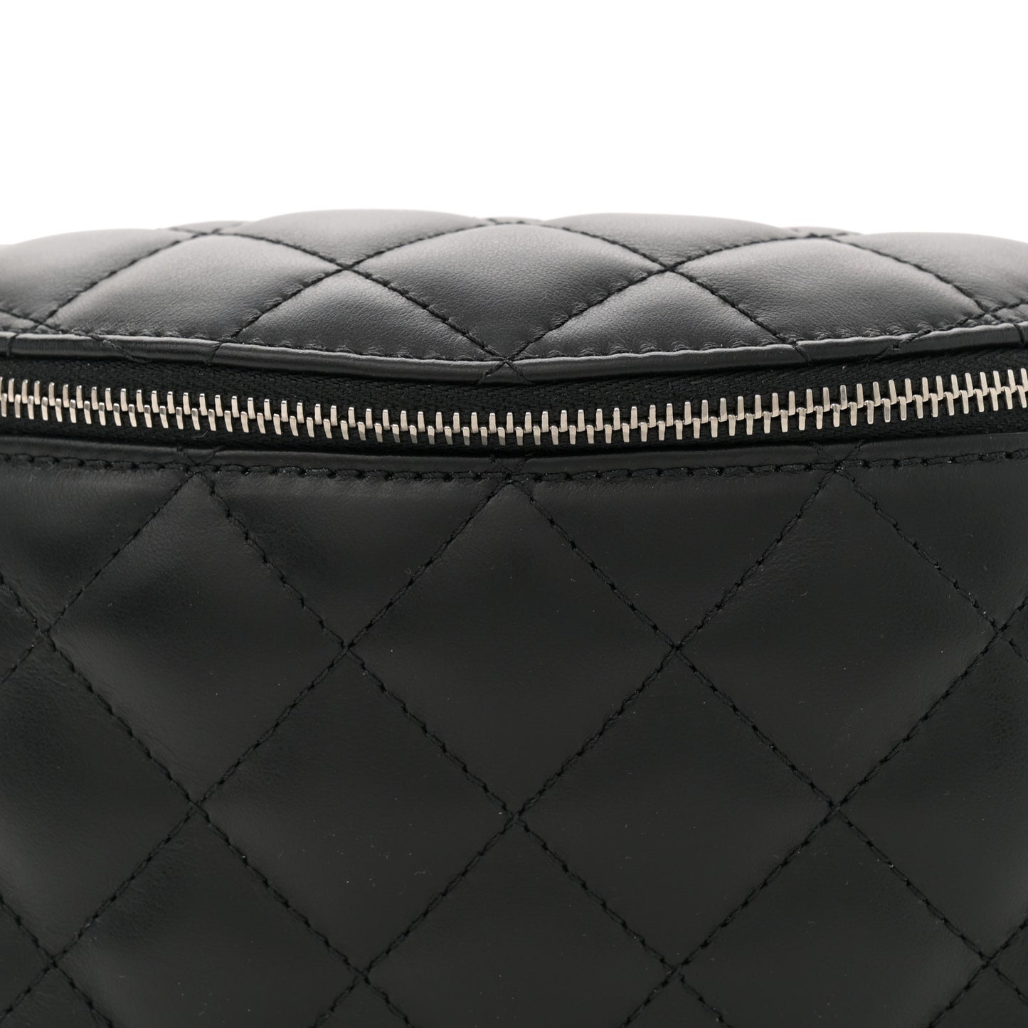 Lambskin Quilted Waist Belt Bag Black