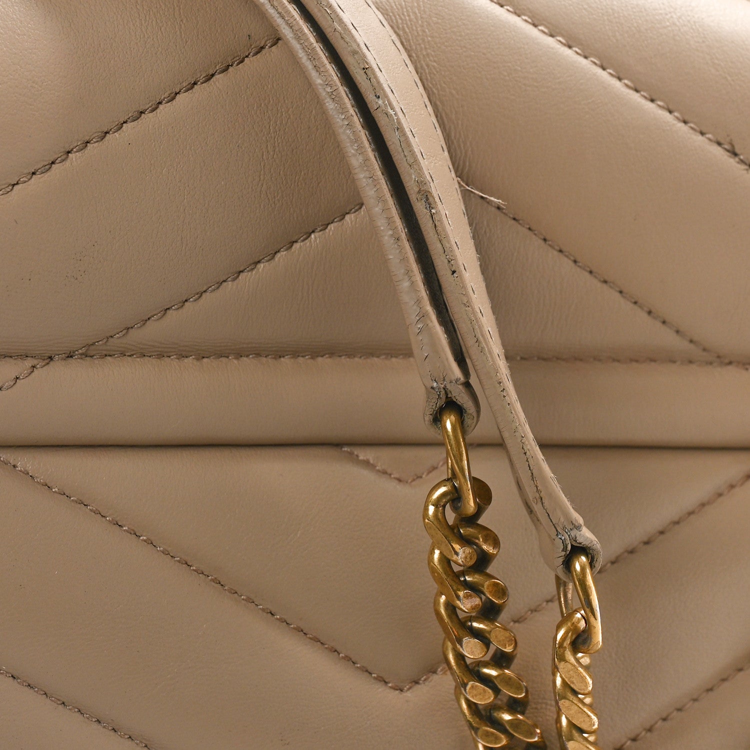 Saint Laurent Calfskin Y Quilted Monogram Medium Loulou Chain Satchel Dark Beige 18 of 21