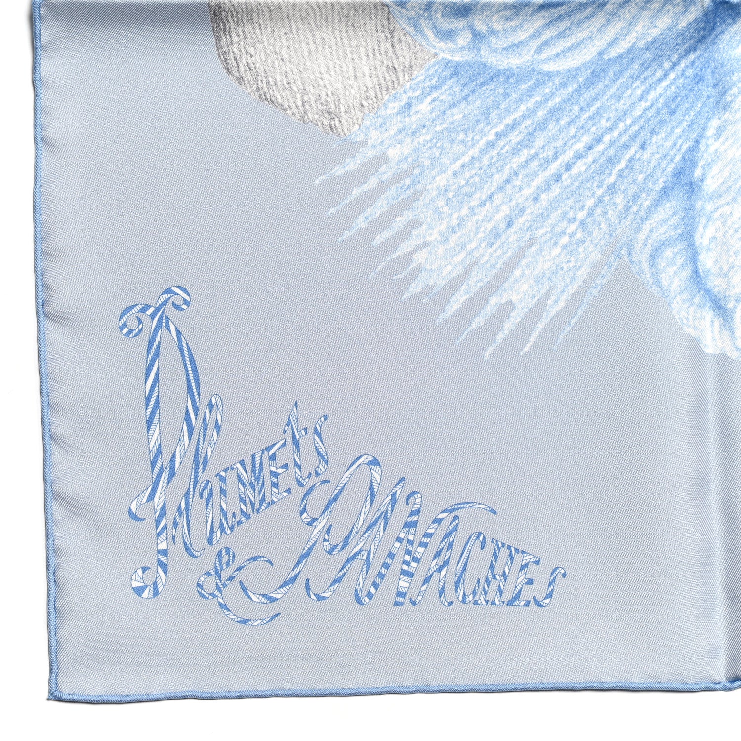 Hermes Silk Twill Plumets Et Panaches Scarf 90 Bleu Glacier Vert 2 of 5