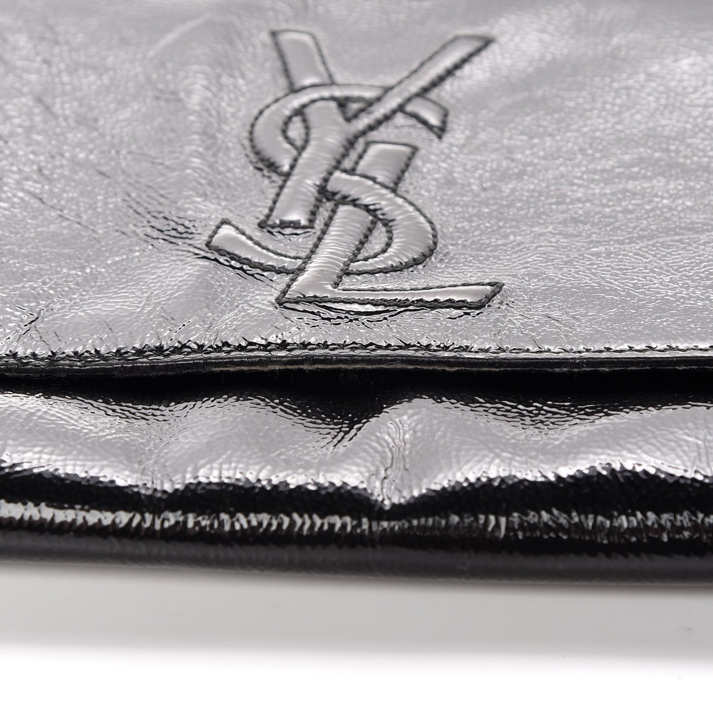 Textured Patent Monogram Large Belle De Jour Clutch Black