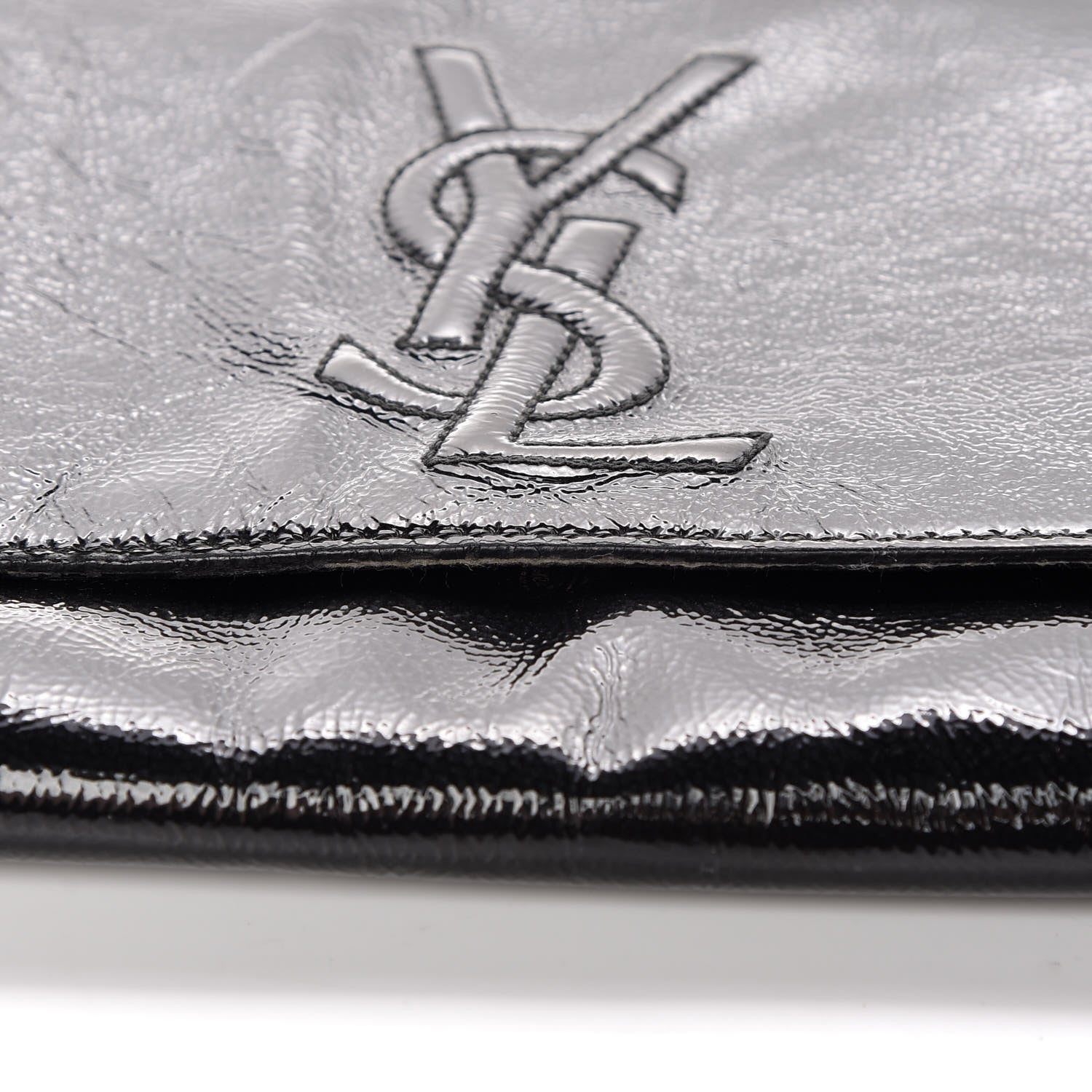 Saint Laurent Textured Patent Monogram Large Belle De Jour Clutch Black 11 of 11