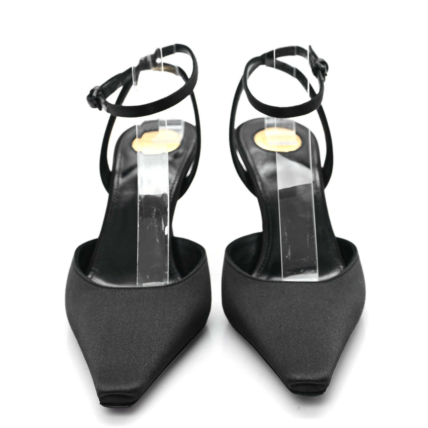 Saint Laurent Satin Crepe Aimee 75 Slingback Pumps 35.5 Black 3 of 10
