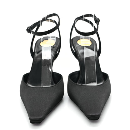 Saint Laurent Satin Crepe Aimee 75 Slingback Pumps 35.5 Black 3 of 10